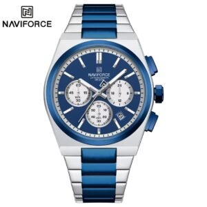 NAVIFORCE Men Casual Sport Quartz Calendar Wrist Watch for Man  Steel Strap Waterproof