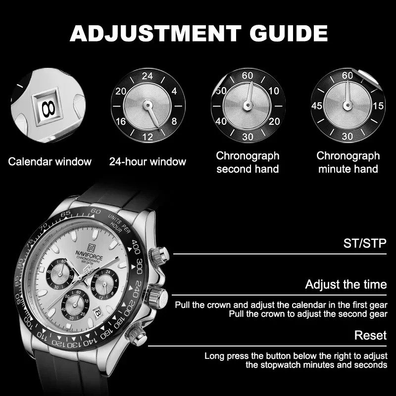 NAVIFORCE Premium Men's Chronograph Watch - Sporty Tachymeter Bezel & Date Display - Image 8